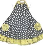 Gurlybird Halter Apron Dress Gray w/White Dot Chartreuse Ruffle