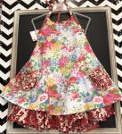 Gurlybird Halter Apron Dress Red Floral