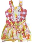 Haute Baby Romper Coral Check and Floral Polly's Picnic