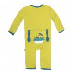 Kickee Pants Boy Coverall w/Snaps Citronella Four & Twenty Blackbirds Applique