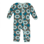 Kickee Pants Boy Coverall w/ Zipper Print Heritage Blue Agate Slices