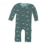 Kickee Pants Boy Coverall w/ Snaps Print Seaweed Dolphin