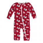 Kickee Pants Boy Coverall w/Zipper Crimson Puppies & Presents