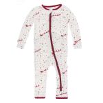 Kickee Pants Boy Coverall w/ Zipper Natural Flying Santa