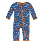 Kickee Pants Boy Coverall w/ Zipper Twilight Moon & Stars