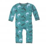 Kickee Pants Boy Coverall w/ Snaps Lagoon Hammerhead Shark