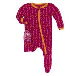 Kickee Pants Girl Footie w/Zipper Rhododendron Worms