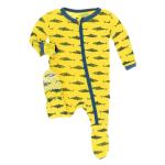 Kickee Pants Boy Footie w/Zipper Lemon Shark