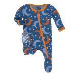Kickee Pants Boy Footie w/Zipper Twilight Moon & Stars