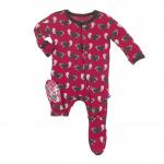 Kickee Pants Boy Footie w/Snaps Crimson Busy Beaver