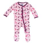 Kickee Pants Girl Ruffle Footie w/Snaps Lotus Sharing Pups