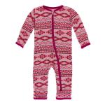 Kickee Pants Girl Ruffle Coverall w/Zipper Strawberry Mayan Pattern