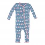 Kickee Pants Girl Ruffle Coverall w/Zipper Blue Moon Crabby