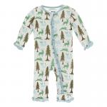 Kickee Pants Girl Ruffle Coverall w/ Zipper Natural Woodland Holiday