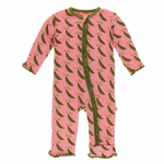 Kickee Pants Girl Ruffle Coverall w/Zipper Strawberry Sweet Pea