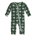 Kickee Pants Girl Ruffle Coverall w/Zipper Topiary Tuscan Sheep