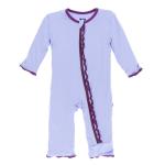 Kickee Pants Girl Ruffle Coverall w/Zipper Lilac w/ Grapevine