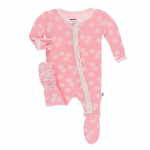 Kickee Pants Girl Ruffle Footie w/ Zipper Lotus Sand Dollar