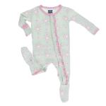 Kickee Pants Girl Ruffle Footie w/Snaps Aloe Sunshine