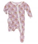 Kickee Pants Girl Ruffle Footie w/Zipper Sweet Pea Diictodon