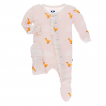 Kickee Pants Girl Ruffle Footie w/Zipper Macaroon Puddle Duck