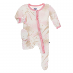 Kickee Pants Girl Ruffle Footie w/Zipper Natural Sea Garden