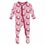 Kickee Pants Girl Ruffle Footie w/2way Zipper Cake Pop Thumbelina