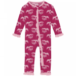Kickee Pants Girl Ruffle Coverall w/2way Zipper Dragon Fruit Phoenix