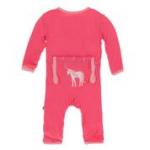 Kickee Pants Girl Coverall w/Snaps Applique Red Ginger Unicorn