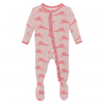 Kickee Pants Girl Ruffle Footie w/Zipper Baby Rose Mermaid