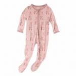 Kickee Pants Girl Ruffle Footie w/Zipper Baby Rose Ballet