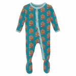 Kickee Pants Girl Ruffle Footie w/Zipper Bay Gingerbread