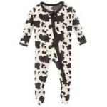 Kickee Pants Girl Ruffle Footie w/Zipper Cow Print