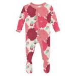 Kickee Pants Girl Footie w/Zipper Natural Dahlias