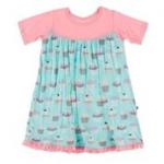 Kickee Pants S/S Swing Dress Summer Sky Cupcakes