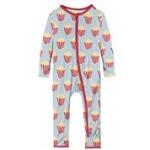 Kickee Pants Boy Coverall w/Zipper Illusion Blue Popcorn