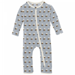 Kickee Pants Boy Coverall w/2way Zipper Pearl Blue Baby Bumblebee