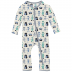 Kickee Pants Boy Coverall w/ 2way Zipper Natural Robots