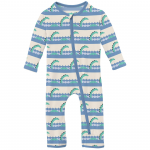 Kickee Pants Boy Coverall w/ 2way Zipper Natural Sea Monster