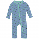 Kickee Pants Boy Coverall w/2way Zipper Dream Blue Bespeckled Frogs