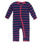 Kickee Pants Boy Coverall w/Zipper Everyday Heroes Navy Stripe