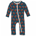 Kickee Pants Boy Coverall w/Zipper Peacock Fox