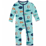 Kickee Pants Boy Coverall w/ Zipper Tropical Fish