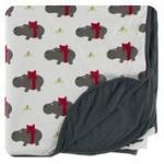 Kickee Pants Throw Blanket Double Layer Natural Christmas Hippo