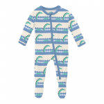 Kickee Pants Boy Footie w/2way Zipper Natural Sea Monster