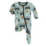 Kickee Pants Boy Footie w/Zipper Jade Law Enforcement