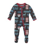 Kickee Pants Boy Footie w/Zipper Midnight on the Road