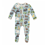 Kickee Pants Boy Footie w/Zipper Spring Sky Too Many Stuffies