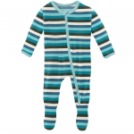 Kickee Pants Boy Footie w/Zipper Ice Multi Stripe