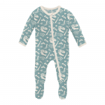 Kickee Pants Boy Footie w/Zipper Jade Bones